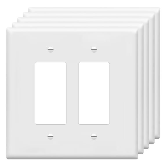 ENERLITES Decorator Light Switch or Receptacle Outlet Wall Plate, Over-Size 2-Gang 5.50" x 5.50", Polycarbonate Thermoplastic, UL Listed, 8832O-W-5PCS, White (5 Pack)