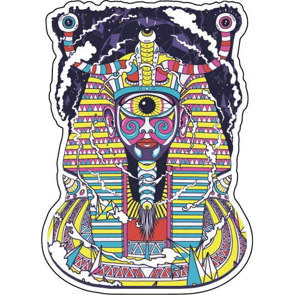 Autocollant Vinyle Abstrait Hypnotique Art Psychédélique Hippie 9 Pouces
