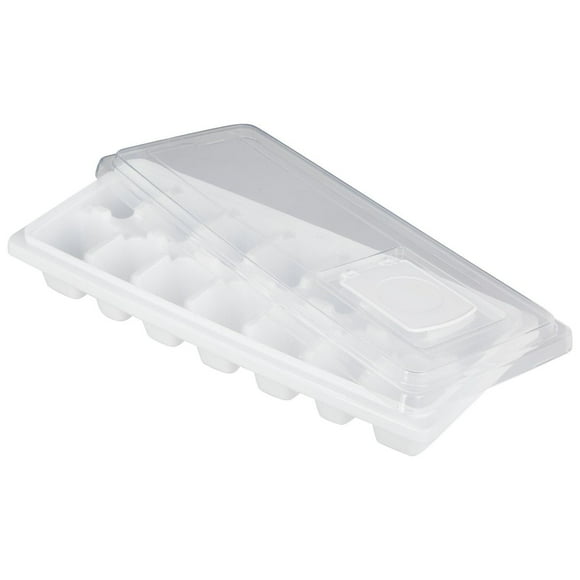 Mainstays Bac à glaçons en plastique avec 14 moules à glaçons et couvercle amovible, blanc MS bac à glace