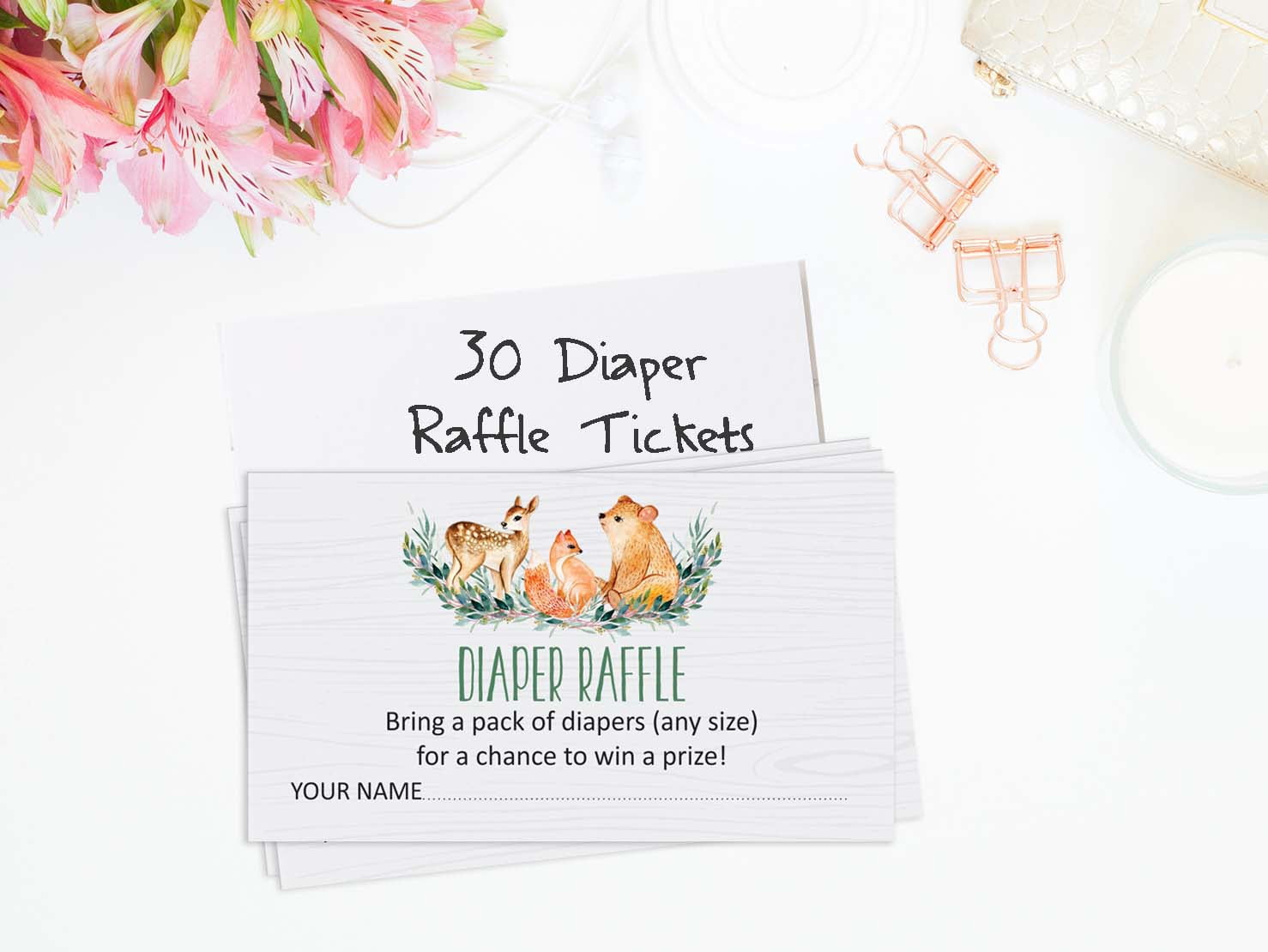 Inkdotpot 30Jungle Animals Baby ShowerDiaper Raffle Ticket Lottery Insert Cards Supplies Games For Baby Shower Party Bring A Pack Of Diapers To Win Favors Gifts And Prizes