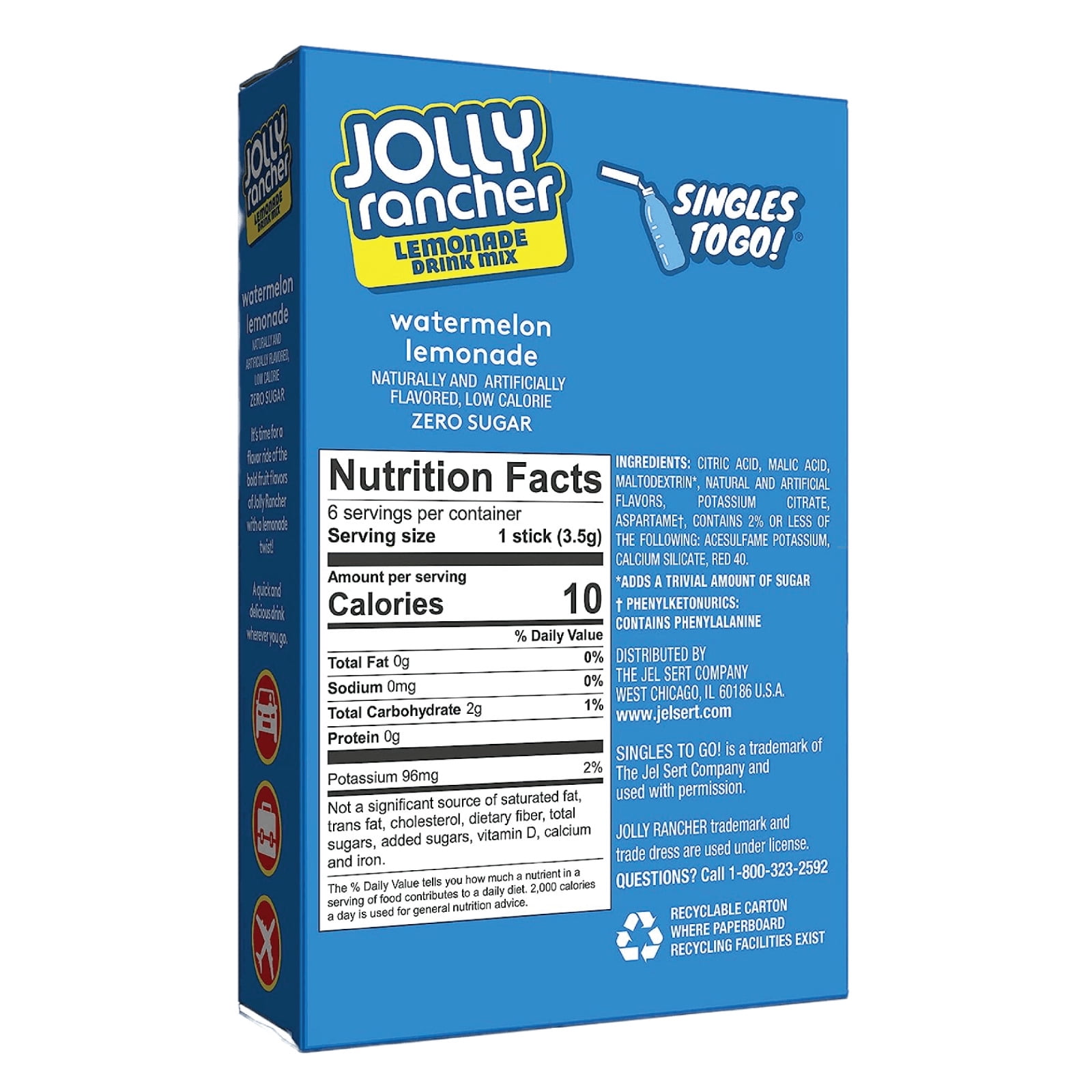 12x Packs Jolly Rancher Watermelon Lemonade Drink Mix - 6 Sticks Each - .71oz