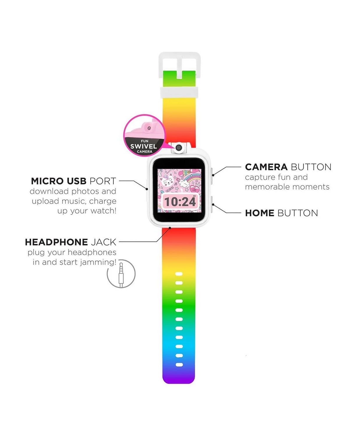 PlayZoom 2 Kids Girls Smartwatch - Rainbow