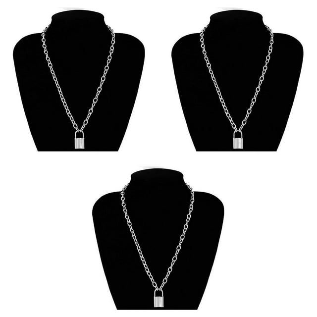 Youkk Collier Pendentif Gothique pour Femmes Pièces à Grand Application Bon Cadeau Collier en Acier Inoxydable Mode Argent 3ensemble