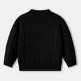 thumbnail image 5 of KPOPLK Boys Sweater Quarter Zip Up Chunky Knit Mock Neck Warm Pullver Kids Knitwear(6-7 Years,R2-Black), 5 of 5