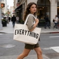 thumbnail image 5 of Large Canvas Tote Bag - Extra Large Shopping Bag for Women Beach Totes Bags Reusable Big Grocery Bag,28X16X7 in （White）, 5 of 6