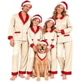thumbnail image 4 of Harpily Christmas Family Pajamas Matching Sets Long Sleeve Button Down Shirts Soft Satin Sleepwear for Family Holiday Nightwear, 4 of 7