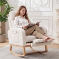 thumbnail image 7 of Nursery Rocking Chair, Corduroy Upholstered Rocking Chair with Adjustable Footrest, Tufted Rocker Chair with Side Pocket, Glider Rocker for Living Room, Bedroom, 7 of 7