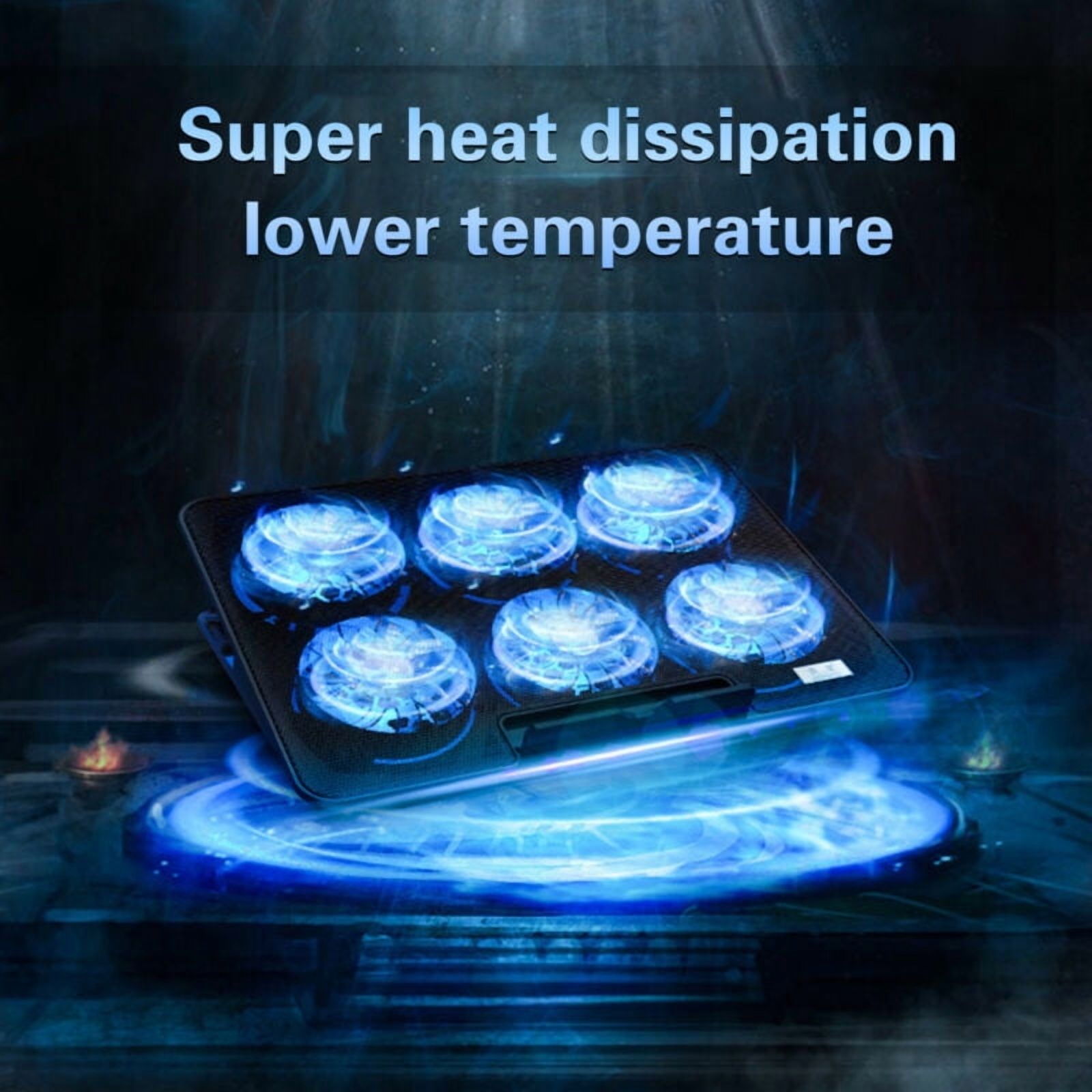 Laptop Cooling Pad, Gaming Laptop Cooler Stand For Gaming Notebook Laptop Cooler LED Fan, 6-Fans