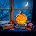 thumbnail image 5 of Vintage Stained Glass Halloween Lamp Set Pumpkin Witch Hat, USB LED Gothic Table Decor for Mantel Shelf Entryway Display, 5 of 8