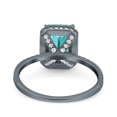 thumbnail image 3 of Art Deco Emerald Cut Ring Black Tone Paraiba Tourmaline CZ 925 Sterling Silver Size 8, 3 of 6