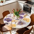 thumbnail image 2 of Watercolors Purple Yellow Floral Elastic Fitted Round Table Cover Flowers Waterproof Outdoor Tablecloth for Holiday Party, Picnic, Patio & Dining Fits Tables Up to 36"-44", 2 of 8