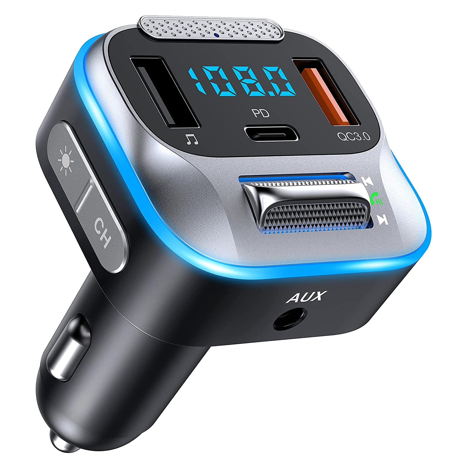 Car Bluetooth Transmitter 30W PD Typ-C Bluetooth 5.0 Adapter Auto Car Charger MP3 Player Support Card,Hands - Walmart.com