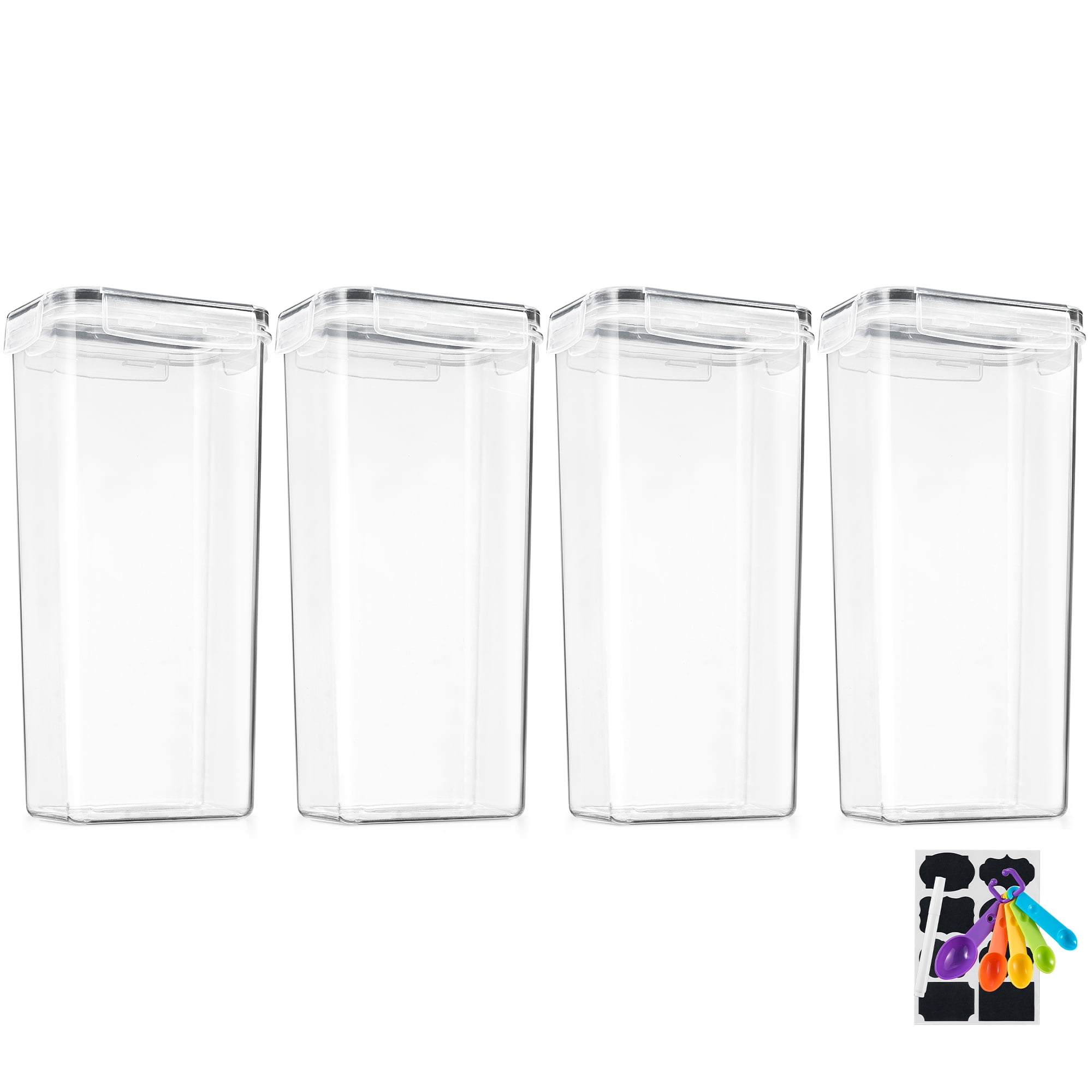 Sorbus 4 Pack Airtight Cereal Dispenser Canister Set with Lids - Easy Pour, Stackable, Store Dry Food, Rice Pasta and more