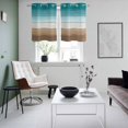thumbnail image 4 of Teal Brown Kitchen Curtains Small Short 39 Inch Length, Rustic Vintage Abstract Ombre Wooden Plank Grommet Top Bedroom Living Room Curtains, Light Filtering Cafe Curtain Drapes 2 Panels Set 55''x39'', 4 of 9
