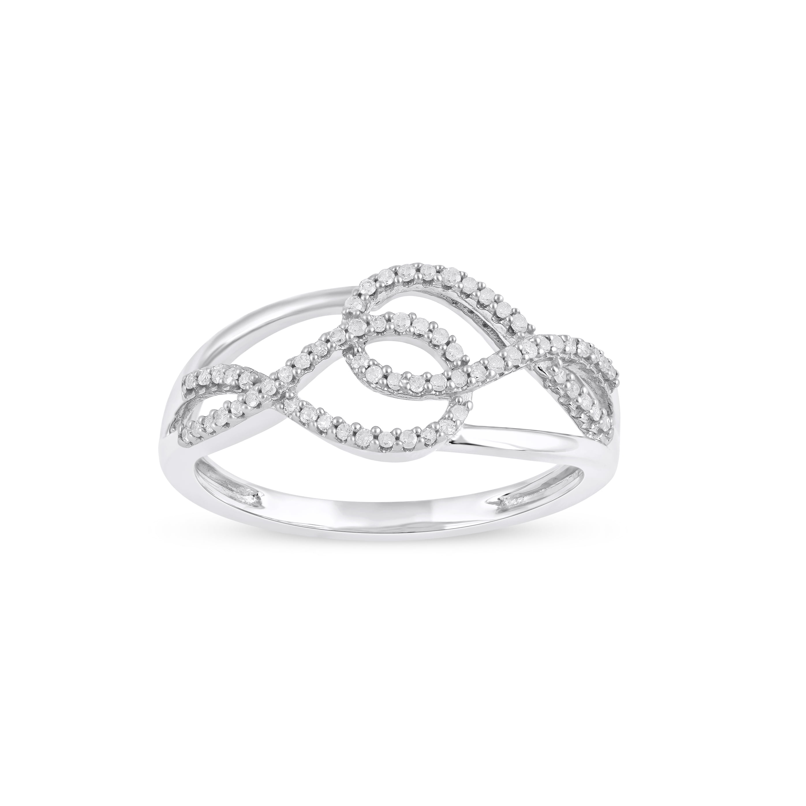 1/6ct TW Diamond 10K White Gold Interlocking Loops Fashion ring ...