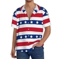 thumbnail image 2 of Zufioo American Patriotic Stars And Stripes Print Mens Button Down Short Sleeve Shirt,Classic Plaid Shirt,Mens Accessories Fashion Shirt-Small, 2 of 6