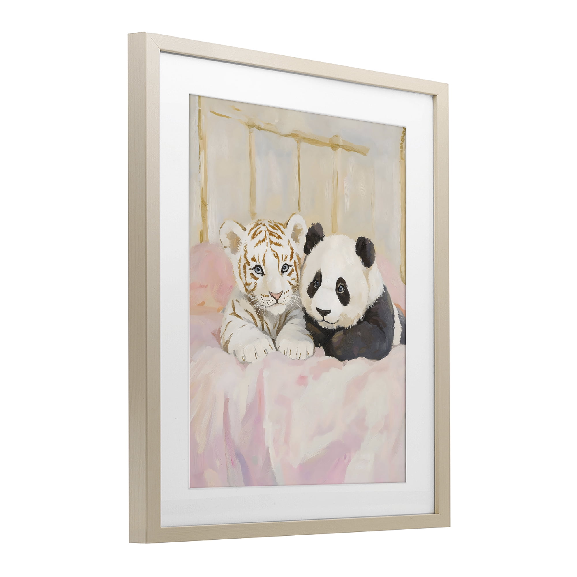 Stupell Industries Baby Panda & Tiger Cuddles Birch Framed Print Under Glass, design by The Prints Vibe