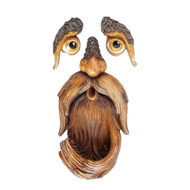 Billuyoard Marrón mano de obra fina cara de árbol de hombre viejo para decoración de caras de árbol novedad estación de alimentación de Suministros de alimentación y agua para mascotas