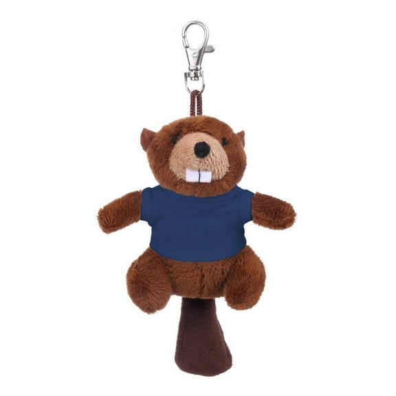 Made by Alien Personalized Cute Stuffed Animal Beaver Plush Key Chain, Fashion Accessory Backpack Clips, Kindergarten Gift, Handbag Pendant (Navy Blue Shirt)