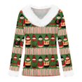 thumbnail image 4 of WJOSBXT Christmas Shirts for Women Faux Fur Trim V Neck Tops Funny Xmas Graphic Tees Fluffy Long Sleeve Holiday Pullover Tee Tops S, 4 of 5