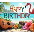 thumbnail image 3 of Tropical Theme Birthday Party Banner Floral Design Guitar Decor Happy Birthday for Beach Celebration Summer Event Tropical Party, 3 of 7