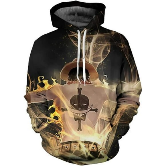 For Cosplay 3D Anime Pullover Hoodie Monkey D Luffy Halloween Unisex Adult Manga Merch Sweater With Kangaroo Pockets Large