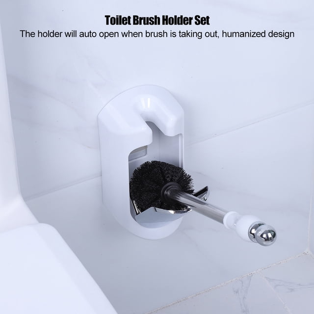Starbun Cepillo para Inodoro - Mango de Acero Inoxidable Cepillo para Inodoro con Soporte Juego de Herramientas de Limpieza de baño para Hotel en casa(Blanco Puro)