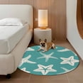thumbnail image 3 of Starfish Round Living Room Rugs 5 ft, Summer Beach Nautical Ocean Sea Star Marine Life Teal Green Area Rug with Non-Slip Sturdy Edge Binding Round Carpet for Entryway Kitchen Bedroom Bathroom, 3 of 9