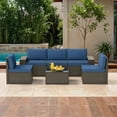thumbnail image 2 of GOJOOASIS 6 Pieces Patio Furniture Set Outdoor PE Wicker Rattan Sectional Conversation Sofa,Blue, 2 of 11