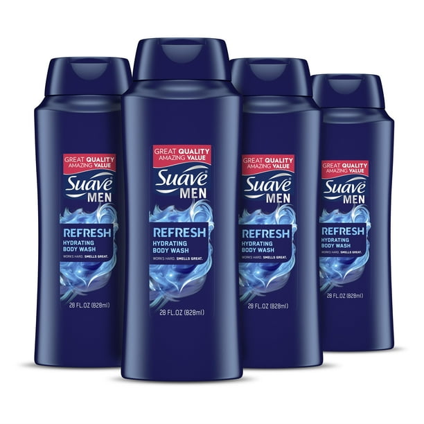 Suave Men Body Wash Refresh Fragrance 28 oz 4 Count
