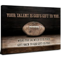 Vintage Football Wall Art Sports Decor for Boys Room Rustic Rugby Soccer Poster Inspirational Quotes Pictures Canvas Prints Framed Artwork Men Office Gym Workout Home Decorations Football Gift 12x16