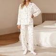 thumbnail image 2 of XDZJLR Ensemble de Pyjama pour Femmes Imprimé Floral Deux Pièces Confortable Design Élégant Blanc G, 2 of 4