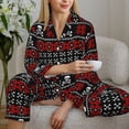 thumbnail image 6 of Daiia Vintage Maple Leaf with Skull Pattern for Women's Long-Sleeved Pajama Set – Soft & Comfortable Sleepwear Button-Up Pajamas Cozy Lounge Wear-Small, 6 of 7