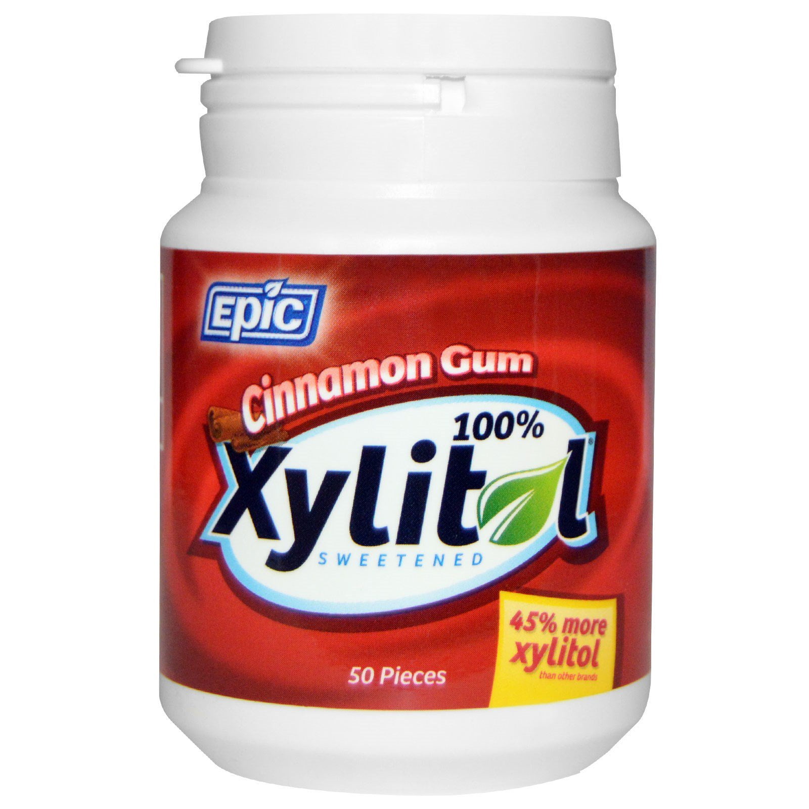 Epic Dental 100% Xylitol Sweetened, Cinnamon Gum, 50 Pieces