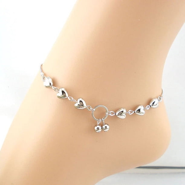 Fiudx Pulsera de Cerezas En Forma de Corazón, Elegante Joya de Aleación para El Pie, Ajustable (21+4 Cm), Perfecta para La Playa, Accesorio Elegante para Mujer, Ideal para Salidas de Verano, Un Regal