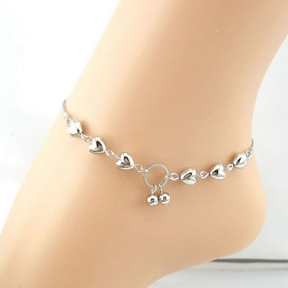 Tobilleras para mujer, tobilleras de mujer con corazón y cerezas, pulsera para mujer, joyería para pies descalzos de playa, cadena para mujer