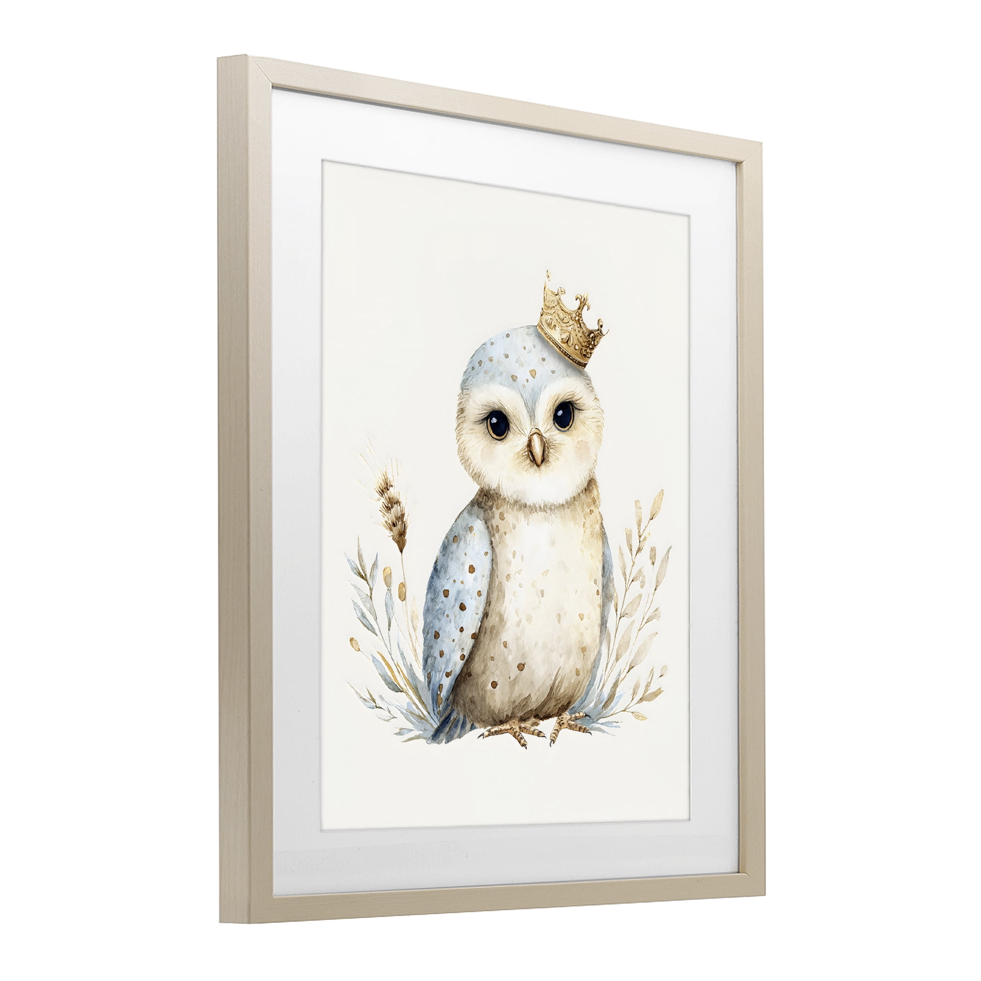 Stupell Industries Watercolor Nursery Owl Birch Framed Print Under Glass, design by LSR Design Studio