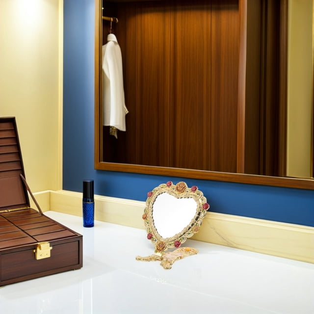 BESTYASH 1 De Espejo Y Peine Dorado Portátil Plegable Con Retro Para Uso Diario Y Viajes