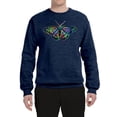 thumbnail image 2 of Wild Bobby, Colorful Rainbow Patterned Butterfly Animal Lover Unisex Crewneck Graphic Sweatshirt, Vintage Heather Navy, X-Large, 2 of 3