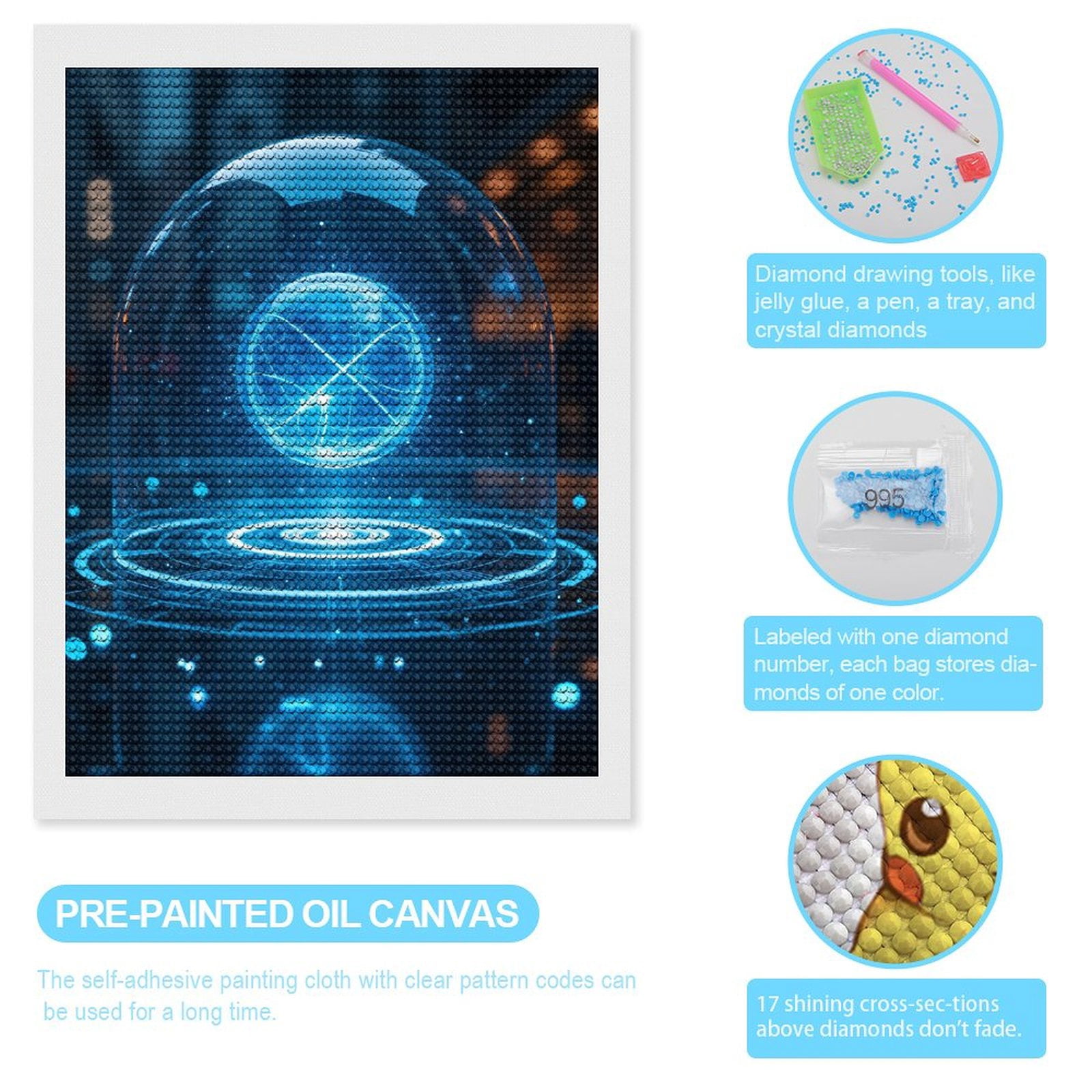 Diamond Art Kits for Adults - Sphere Hologram Under Glass Dome 5d Diamond Painting for Adults, Diamond Art for Adults Beginners, Frameless Diamond Painting Kits for Adults for Home Wall Decor