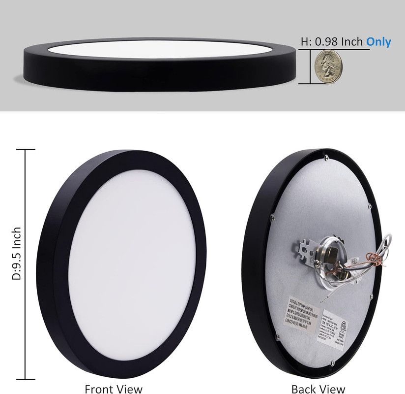 Lucere 9.5'' LED Flush Mount Ceiling Light Fixture, Super Slim Panel Light 120V 15W 4000K White Round Ceiling Light for Bathroom, Kitchen, Bedroom Hallway Damp Location