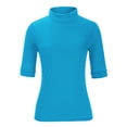 thumbnail image 4 of RYRJJ Womens Tops Dressy Casual Cute Plain Tops Fashion Mock Turtleneck Business Slim Fitted T Shirts(Sky Blue,S), 4 of 8