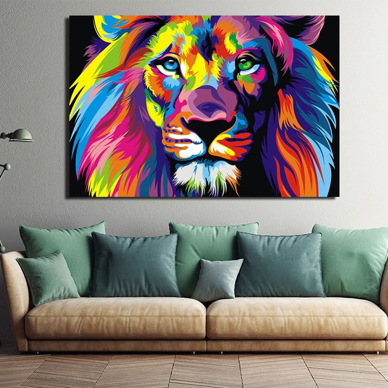 Xinq Modern Home Decoration Colorful Male Lion Wall Art Wild Animal Canvas Unframed Prints On Waterproof Poster For Living Room Canada - Wild Animal Home Decor