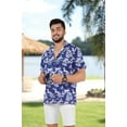 thumbnail image 2 of HAPPY BAY Men's Hawaiian Shirts Short Sleeve Button Down Shirt Men's Hawaii Shirts Boho Vacation Casual Summer Beach Shirts for Men Funny S Royal, Floral, 2 of 5
