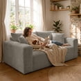 thumbnail image 5 of KeepCharm 67" Corduroy Boneless Loveseat Sofa, Memory Foam & Pocket Spring Cloud Couch, No Assembly Floor Sofa, Deep Seat Frameless Couch, Light Gray, 5 of 8