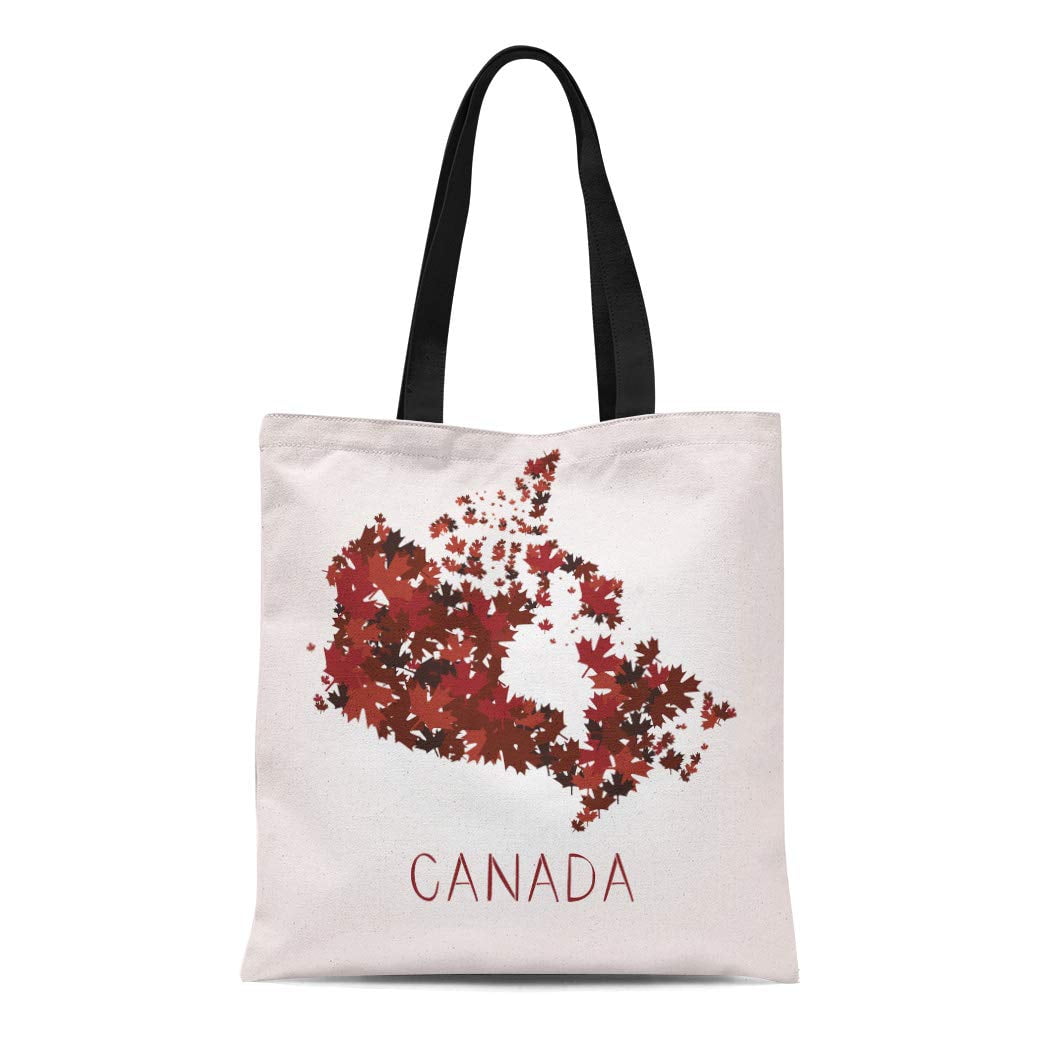 HATIART Canvas Tote Bag Red Canadian Maple Leafs Map of Canada Ontario Tree Reusable Shoulder Grocery Shopping Bags Handbag Walmart