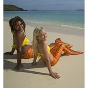 Fin Fun Mermaidens - Mermaid Swimming Tails with Monofin for Kids, Kids 10 Size, Tropical Sunrise, 2 Pcs