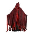 thumbnail image 2 of Halloween Hooded Witch Cloak Costume, Adult Gothic Grim Reaper Sorcerer Robe, Haunted House Creepy Tattered Mesh Cape for Cosplay Masquerade Party Outfit, One Size, 2 of 8