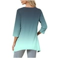 thumbnail image 4 of Womens Print Tops Fall Long Sleeve V Neck 3/4 Length Sleeve Shirts Loose Casual Basic Tees Shirt Tunic Blouses (L, Army Green-A), 4 of 6