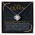 thumbnail image 2 of To My Queen For Girlfriend From Boyfriend or To Wife From Husband Gift Never Forget that I Love You Love Knot Necklace, 2 of 9